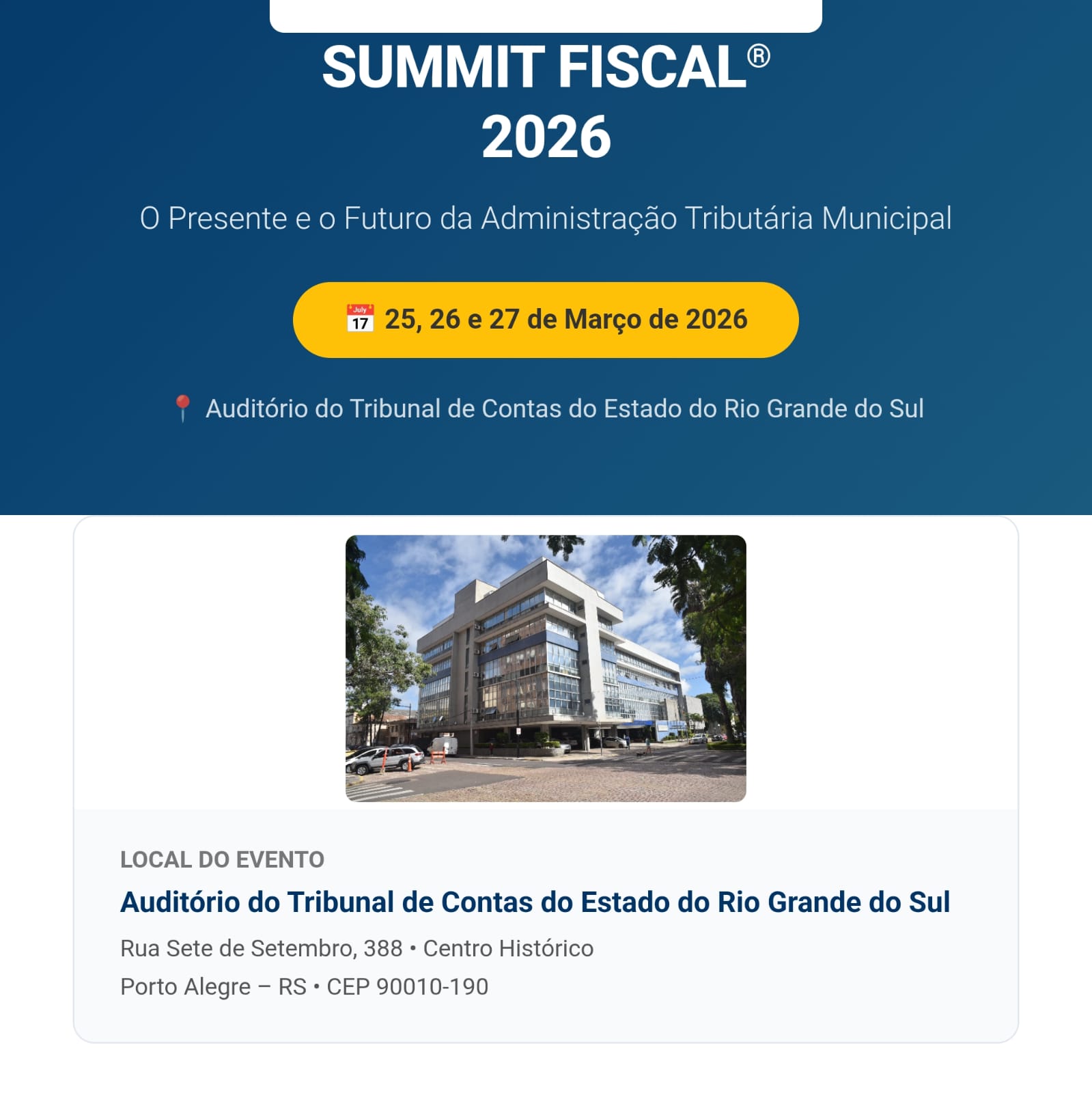 Auditório do Tribunal de Contas do Estado do Rio Grande do Sul